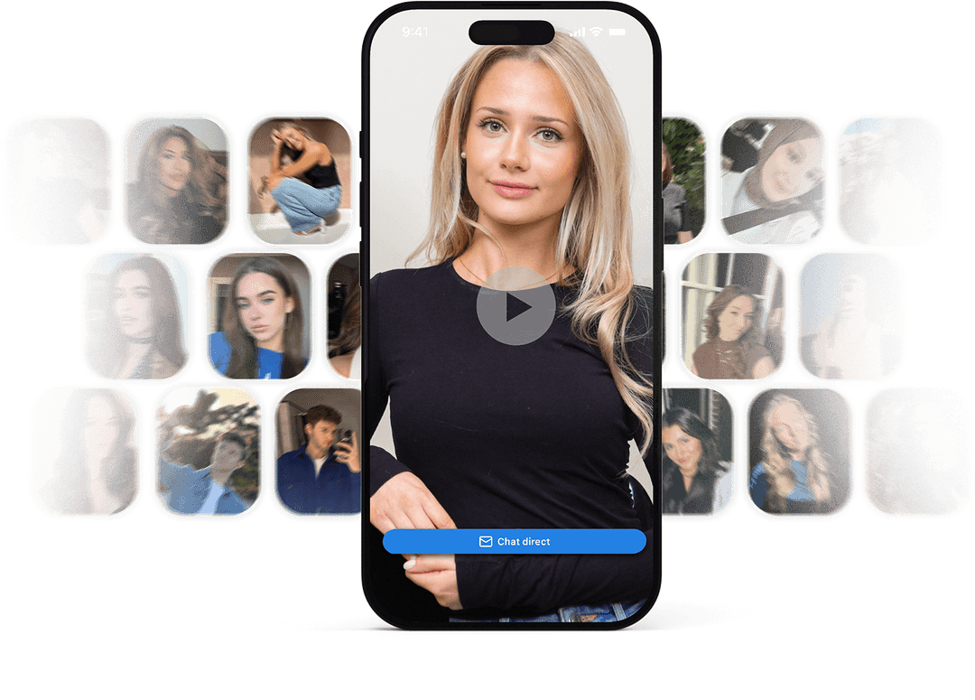 Ugc creator profiel in mobiele app met video content en overzicht van meerdere creators Iets meer platform en matching focus